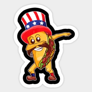 Dabbing Taco 4th July Shirt Fourth of July Sticker